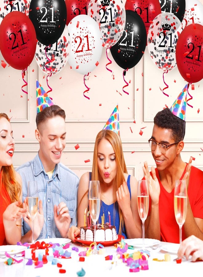 Yoirrat 21st Birthday Balloons for Women, 16Pcs Red Black Happy 21st Birthday Balloons Decorations for Women Men 21 Years Old Party Decor Supplies 12 inches - Image 4